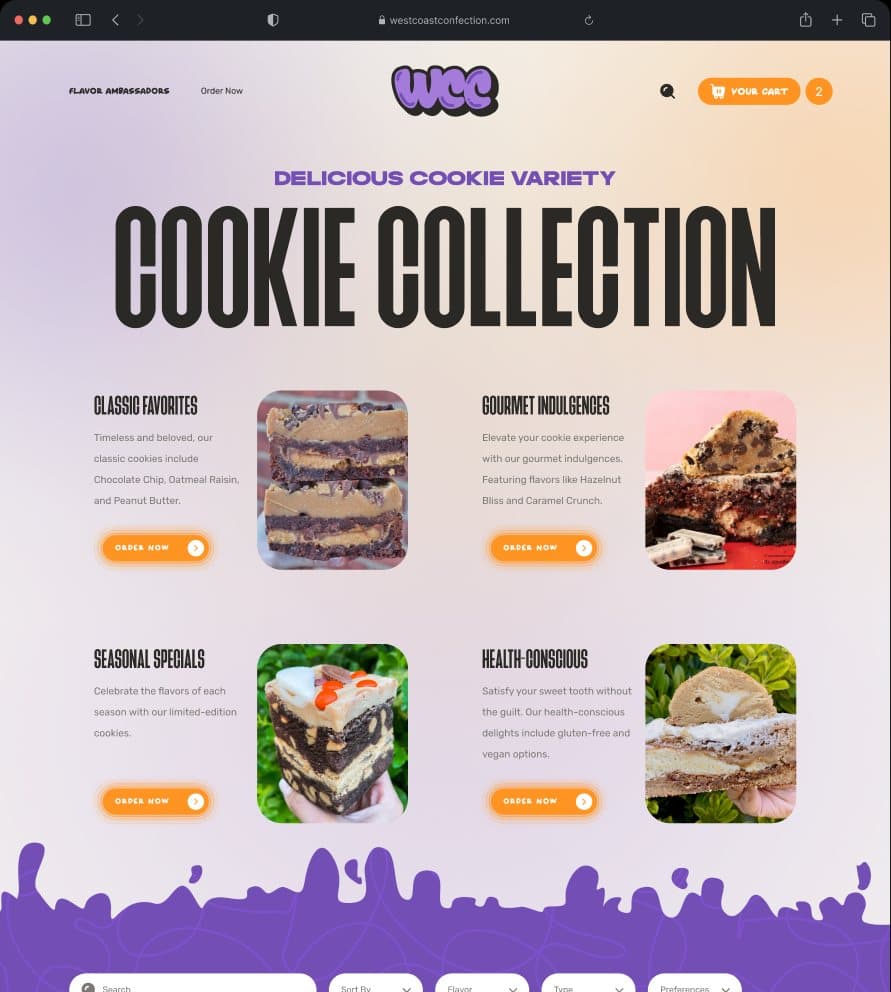West Coast Confection cookie collection page
