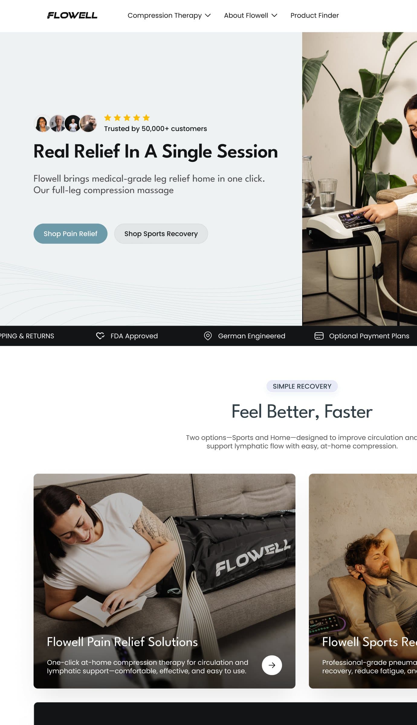 Flowell homepage, full page