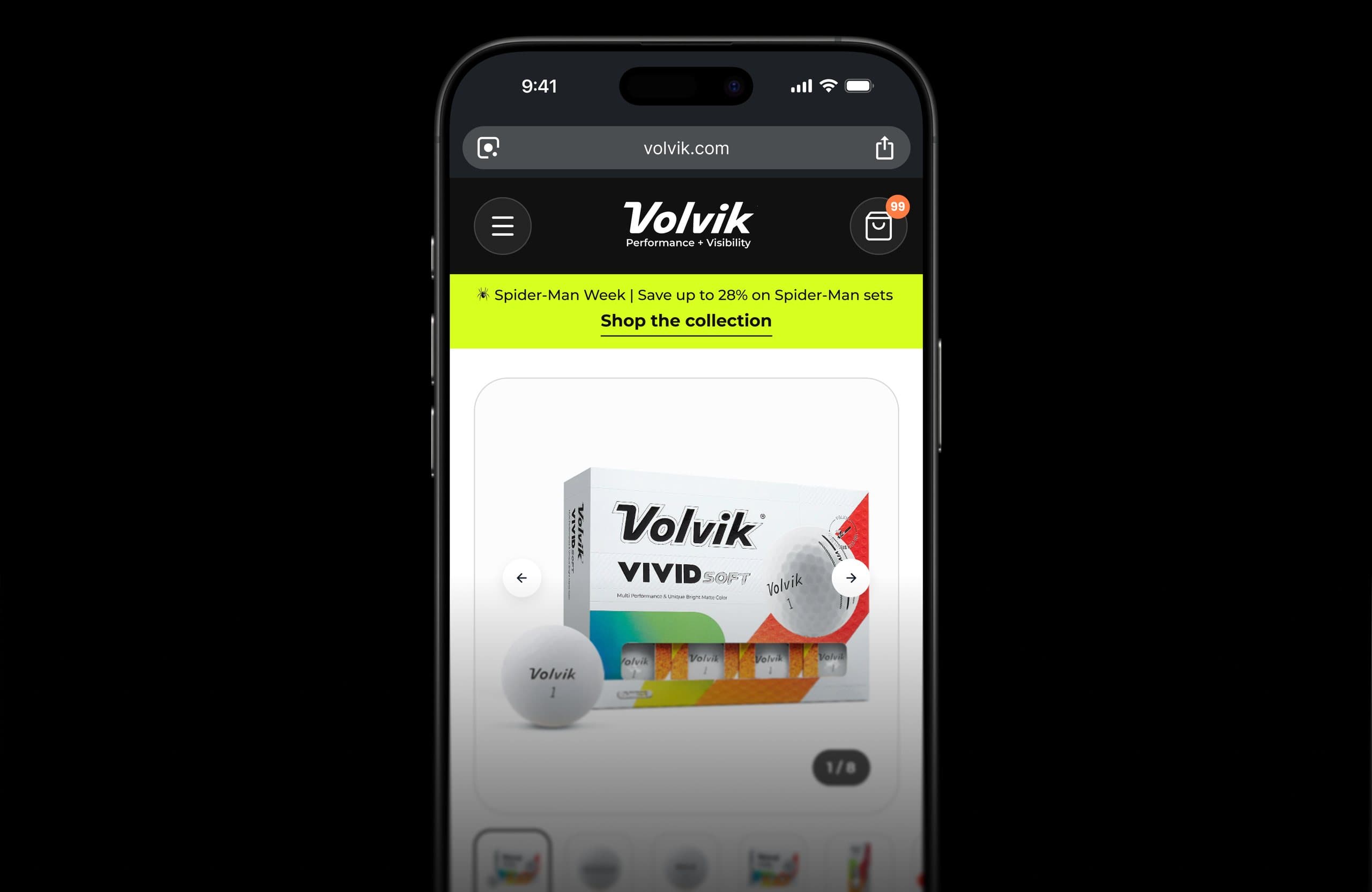 The redesigned Volvik product page